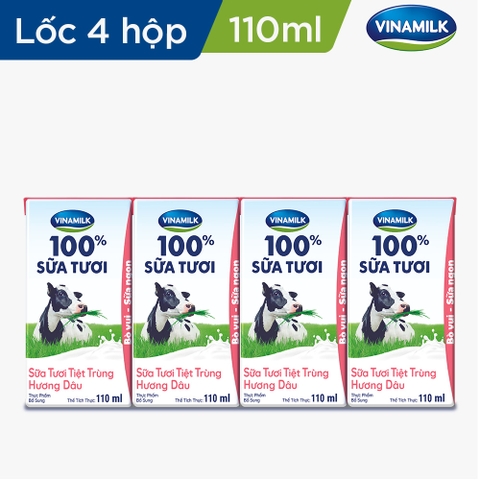 VNM 100% Dâu 110ml (Lốc 4 hộp)