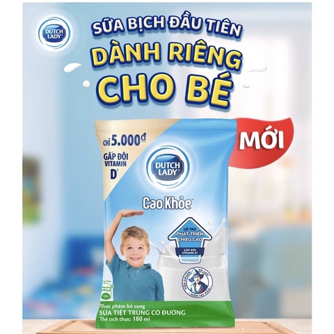 Sữa tiệt trùng có đường Dutch Lady Cao Khoẻ bịch 180ml