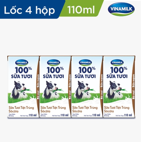 VNM 100% Sôcôla 110ml (Lốc 4 hộp)