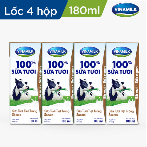 VNM 100% Sôcôla 180ml (Lốc 4 hộp)