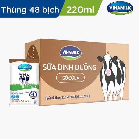 Sữa dinh dưỡng socola Vinamilk A&D3 bịch 220ml