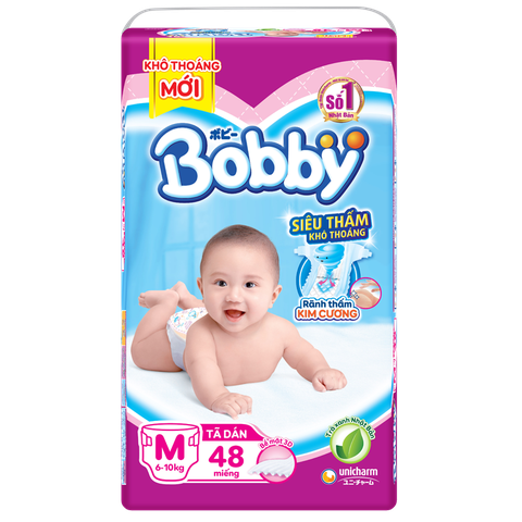 Tã dán Bobby siêu thấm size M48 (6-11kg)
