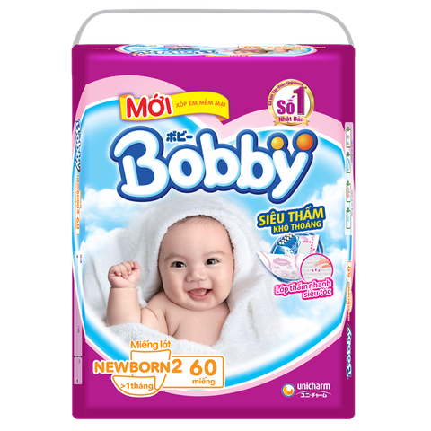 Miếng lót Bobby size Newborn 2 60 miếng (4-7kg)