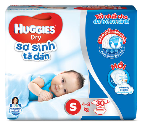Tã dán sơ sinh Huggies S30