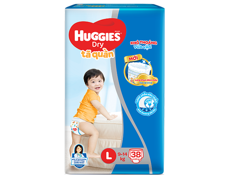 Tã quần Huggies Dry size L 38 miếng (9-14kg)