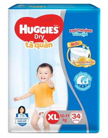 Tã quần Huggies Dry size XL 34 miếng (12-17kg)