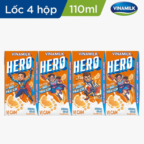 VNM TUSTC Hero vị cam 110ml (Lốc 4 hộp)