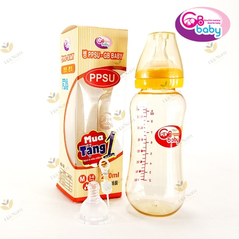 Bình Sữa PPSU cổ hẹp GB BABY 270ml+1 núm