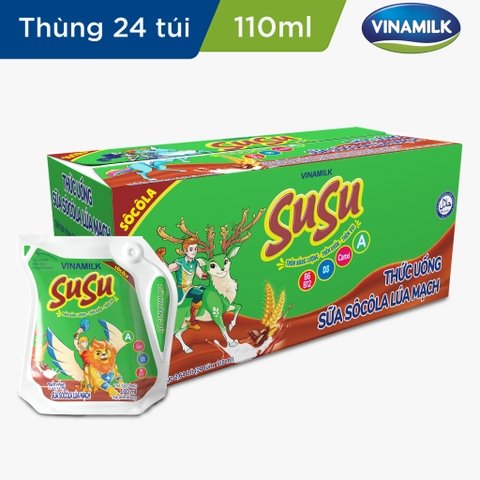 Thức uống dinh dưỡng socola lúa mạch Vinamilk SuSu túi 110ml