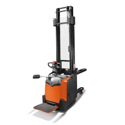 Xe nâng điện có bệ đỡ và tay nâng BT Staxio 1.2t Stacker with Platform and Elevating support arms Toyota