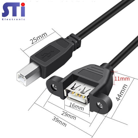Dây nối dài USB TO USB B 25cm có ốc bắt vỏ máy