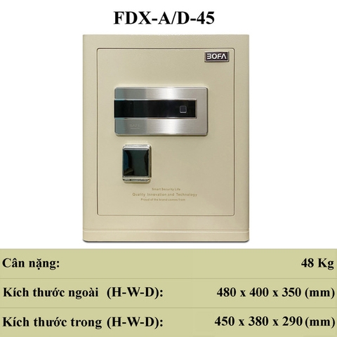 Két sắt nhập khẩu BOFA FDX-A/D45F vân tay+điện tử+app kết nối điện thoại