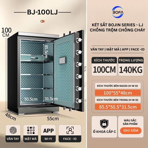 Két sắt BOJIN SERIES BJ-100LJ(Face ID+vân tay+điện tử+app điện thoại) công nghệ Đức