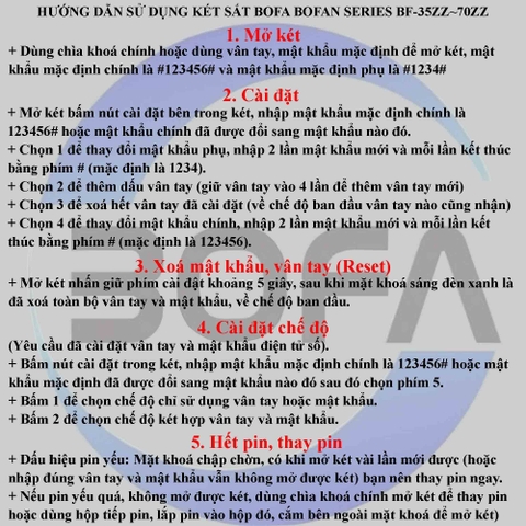 Két Sắt Nhập Khẩu BF-45ZZ(vân tay + điện tử + app kết nối điện thoại)