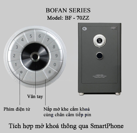 Két Sắt Nhập Khẩu BOFAN BF-70ZZ(vân tay + điện tử + app kết nối điện thoại)