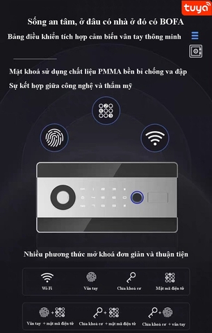 Két sắt nhập khẩu BOFA ZB-60DY vân tay+điện tử