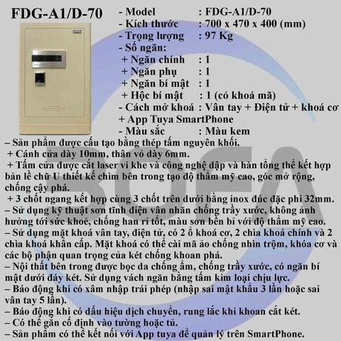 Két sắt vân tay điện tử thông minh nhập khẩu BOFA FDG-A/D70F công nghệ Đức