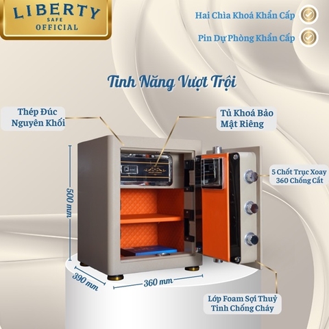 Két sắt Liberty LB68S vân tay+điện tử+app kết nối điện thoại