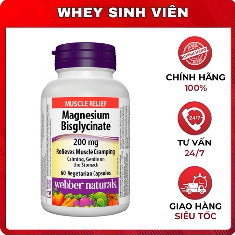 Webber Naturals Magnesium Bisglycinate 200mg ( 60 viên )