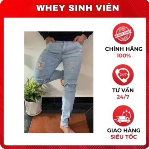 Quần jean xanh rách