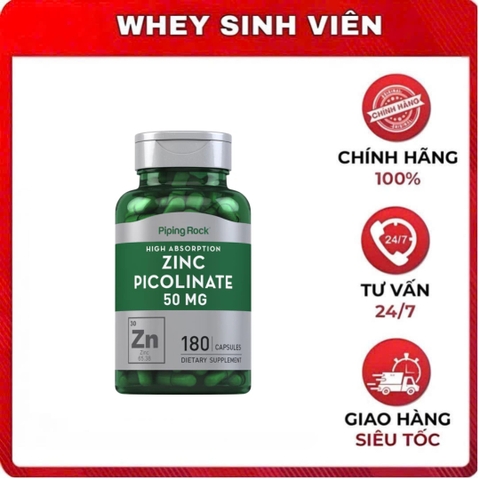 Piping Rock Zinc Picolinate 50mg - 180 viên
