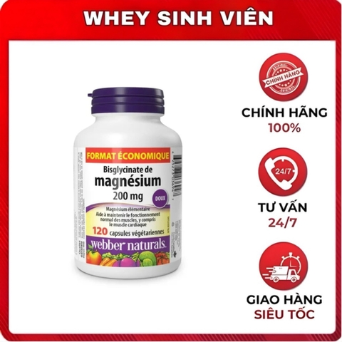 Webber Naturals Magnesium Bisglycinate 200mg (120 viên)