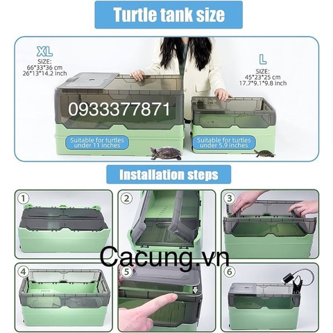 Hồ nuôi rùa đẹp Jeneca GH-11 chất lượng cao cỡ lớn kích cỡ 66x33x36cm (Hàng Công Ty)