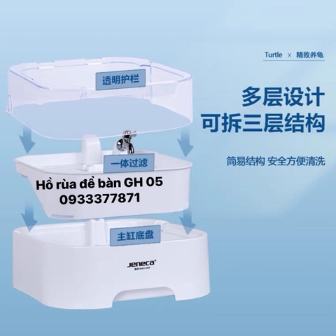 Hồ nuôi rùa chuyên dụng mini để bàn GH 05 size 28x28x17 (Hàng Nhập Khẩu)