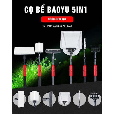 Dụng Cụ Vệ Sinh 5 Trong 1 Baoyu BT-90 BT-120 | Chà Vệ Sinh Đa Năng Bể Cá