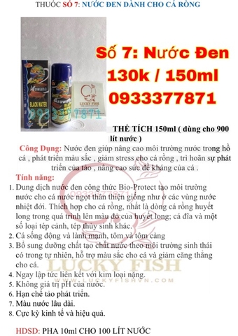 Chai cá rồng số 7 - Nước Đen Cho Cá Cảnh