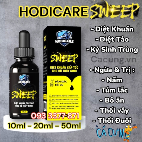 Sweep Hodicare - Chuyên xử lý nấm, bỏ ăn, lờ đờ, xuất huyết, ký sinh trùng cho cá cảnh (Hàng Cty)