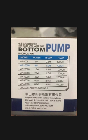 Máy Bơm Hút Đáy XIN-XIU WP600B,1000B,2000B,40000B,5000B
