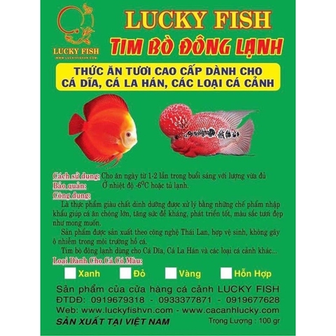 Thức ăn TIM BÒ cho cá cảnh lên màu đẹp (100g)