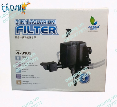 Máy bơm lọc bể cá Jeneca PF 9103 đa chức năng: bơm lọc, thổi oxy, tạo luồng nước hồ cá (chính hãng)