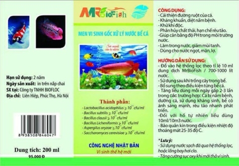 Men Vi Sinh Gốc Mr Bio Fish Xử Lý Nước Cho Bể Cá, Dạng Nước (Hàng Công Ty)