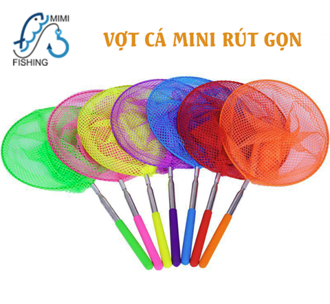 Vợt Cá Tròn Cán Rút Đủ Màu 20cm | Vợt Cá Mini Rút Gọn - Cán dễ dàng tăng chỉnh độ dài (Hàng Công Ty)