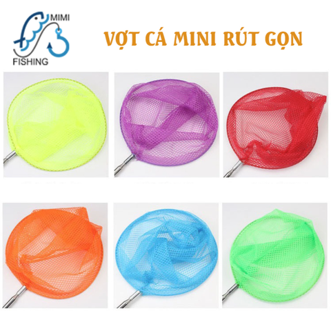 Vợt Cá Tròn Cán Rút Đủ Màu 20cm | Vợt Cá Mini Rút Gọn - Cán dễ dàng tăng chỉnh độ dài (Hàng Công Ty)