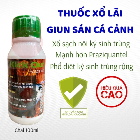 Kick Out Parasites 100ml - Hỗ trợ xử lý sán, giun, nội ký sinh an toàn cho cá Koi cá cảnh (Hàng Cty)