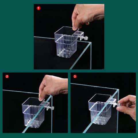 Cốc trồng cây thủy sinh kẹp thành kính hồ cá - Chậu mica trồng cây bán cạn trên mặt bể cá (Hàng Cty)