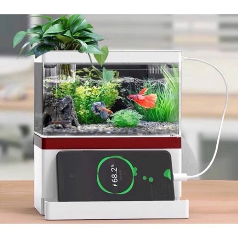 Bể Cá có đèn lọc Mini FISH TANK Để Bàn Làm Việc Đa Chức Năng Hồ Thủy Sinh M9 bằng MICA