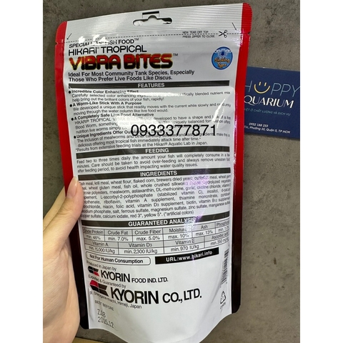 Thức ăn cá cao cấp HIKARI VIBRA BITES - Cho cá Đĩa - Thần Tiên - Phượng Hoàng - Cá nhiệt đới