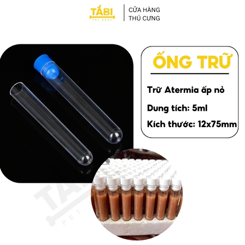 Ống Trữ Atermia 5ml Mica - Ống Đựng Artemia Nhựa Cứng Trong đựng thức ăn cho cá cảnh (LOẠI 1)
