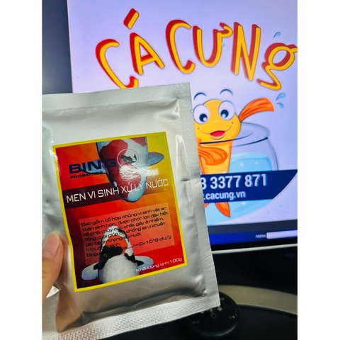 Men Vi Sinh cá koi BINGO 100g làm trong nước, phân huỷ chất thải, hạn chế rêu hồ cá (Hàng Cty)