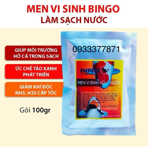 Men Vi Sinh cá koi BINGO 100g làm trong nước, phân huỷ chất thải, hạn chế rêu hồ cá (Hàng Cty)