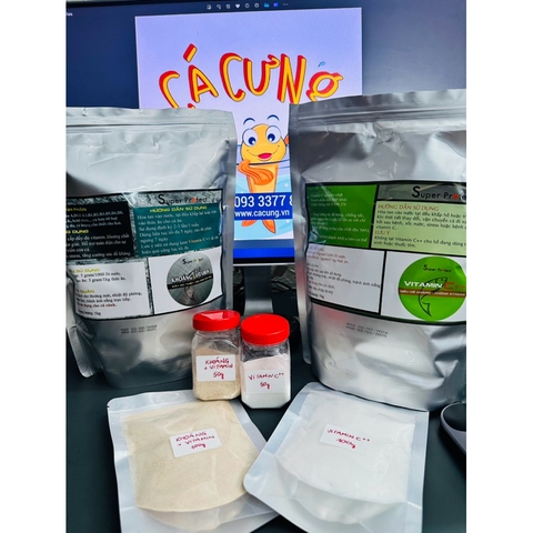 Combo Khoáng & Vitamin Super Protect & Vitamin C++ chuyên dụng cho cá koi (Hàng Công Ty)