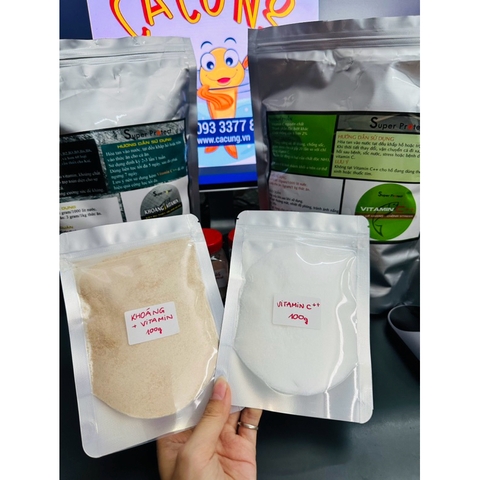 Combo Khoáng & Vitamin Super Protect & Vitamin C++ chuyên dụng cho cá koi (Hàng Công Ty)