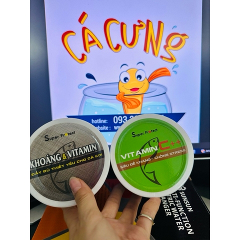 Combo Khoáng & Vitamin Super Protect & Vitamin C++ chuyên dụng cho cá koi (Hàng Công Ty)