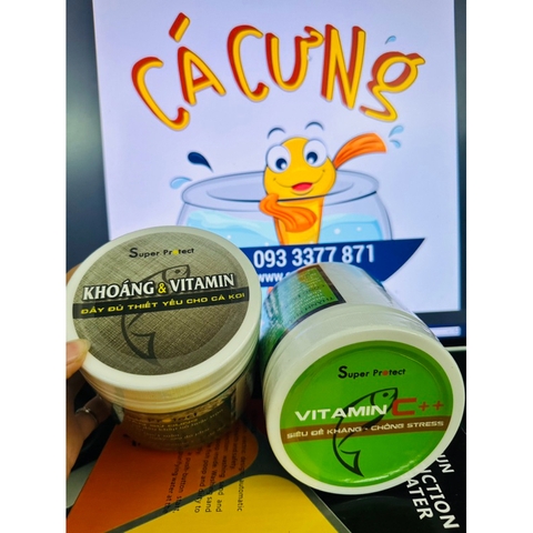 Combo Khoáng & Vitamin Super Protect & Vitamin C++ chuyên dụng cho cá koi (Hàng Công Ty)