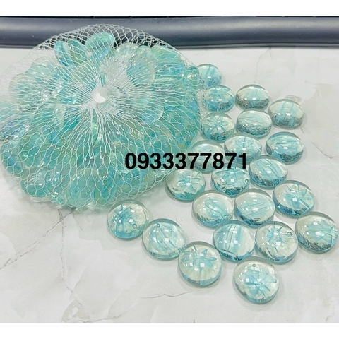 Sỏi thuỷ tinh XANH BIỂN KHÍA TRONG trang trí bể cá 320g (~70v) trang trí chậu cây - HÀNG CÔNG TY