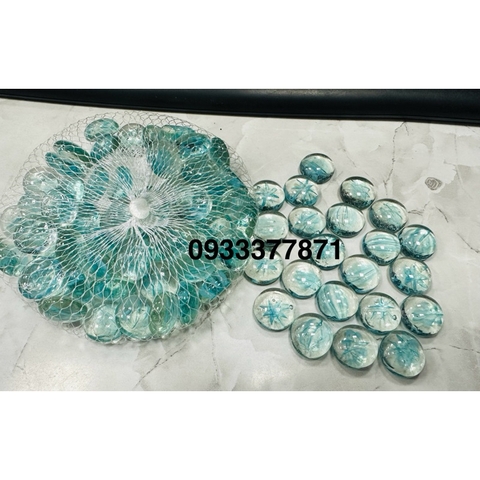 Sỏi thuỷ tinh XANH BIỂN KHÍA TRONG trang trí bể cá 320g (~70v) trang trí chậu cây - HÀNG CÔNG TY